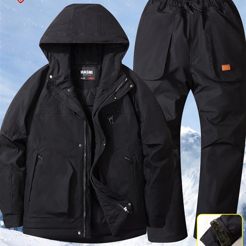 冬季工作服棉衣j男潮加棉加厚棉袄套装耐磨迷彩大衣劳保服冬装棉