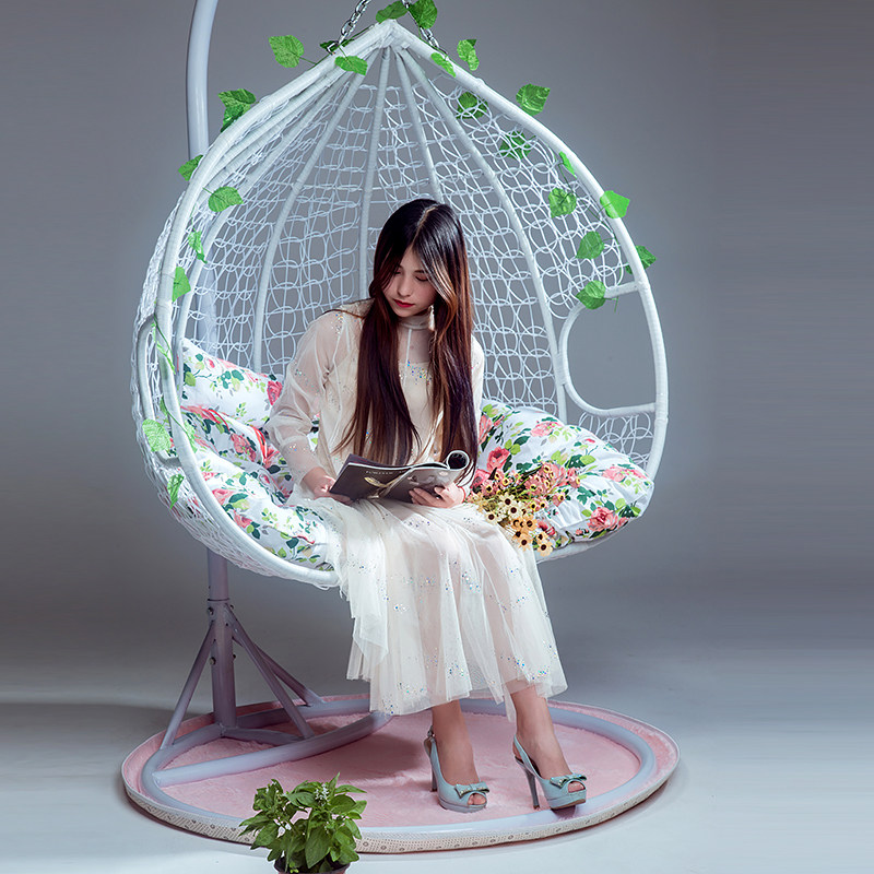 户外铁艺摇椅秋千椅阳台室内外庭院双人摇篮椅家用荡秋千吊椅吊床