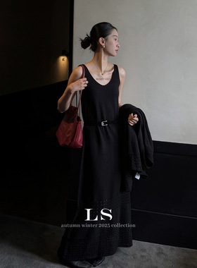 【勺一橘】黑标极简大牌 秋冬上新极简时尚吊带连衣裙58015-1#