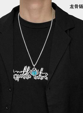 个性覆古恶魔之蓝眼睛项炼男潮痞帅嘻哈朋克宝石魔眼钛钢毛衣吊坠