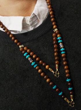 泰国佛牌链子天然花梨木男女长款紫檀佛珠毛衣项链两三挂吊坠挂链