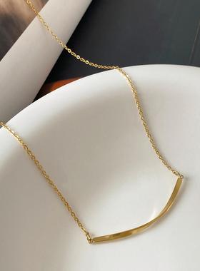 大米饰品】钛钢不褪色乌比斯环项链一字吊坠简约高级感配饰锁骨链