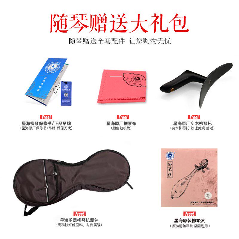 民族乐器c8412-2专业花梨红木清水柳琴乐器初学练习送配件