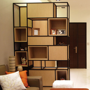 铁艺隔断屏风置物架平方储物架书A架餐厅工业风展示架画家精品展