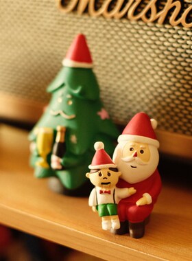 迷你可爱木偶戏j圣诞老人桌面公仔圣诞节微缩造景氛围装饰摆件礼