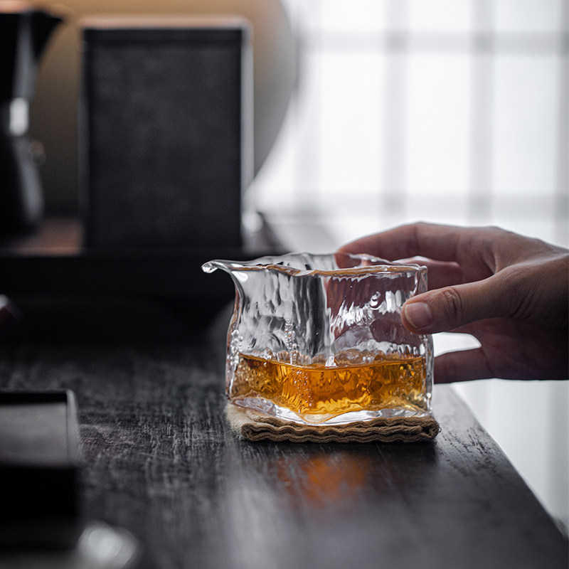 草木祠方形玻璃公m道杯日式耐热玻璃分茶器加厚茶海家用茶杯匀杯