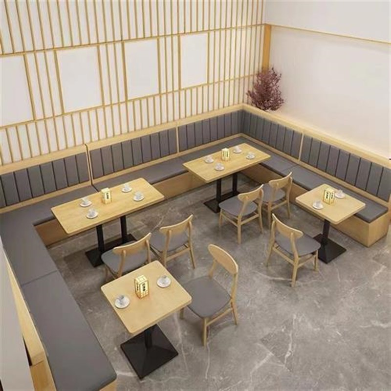定制奶茶西餐厅卡座沙发半圆弧形板式实木汉堡甜品火X锅餐饮店商