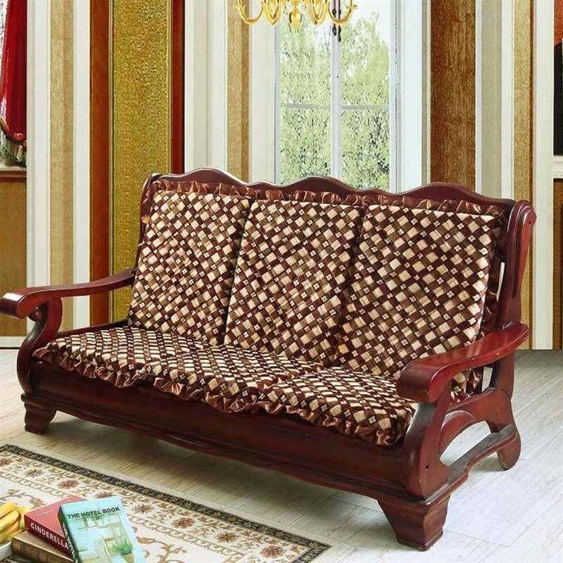 一套客厅连体座椅背巾实木四季订做简易四人木头沙发坐垫靠垫一体