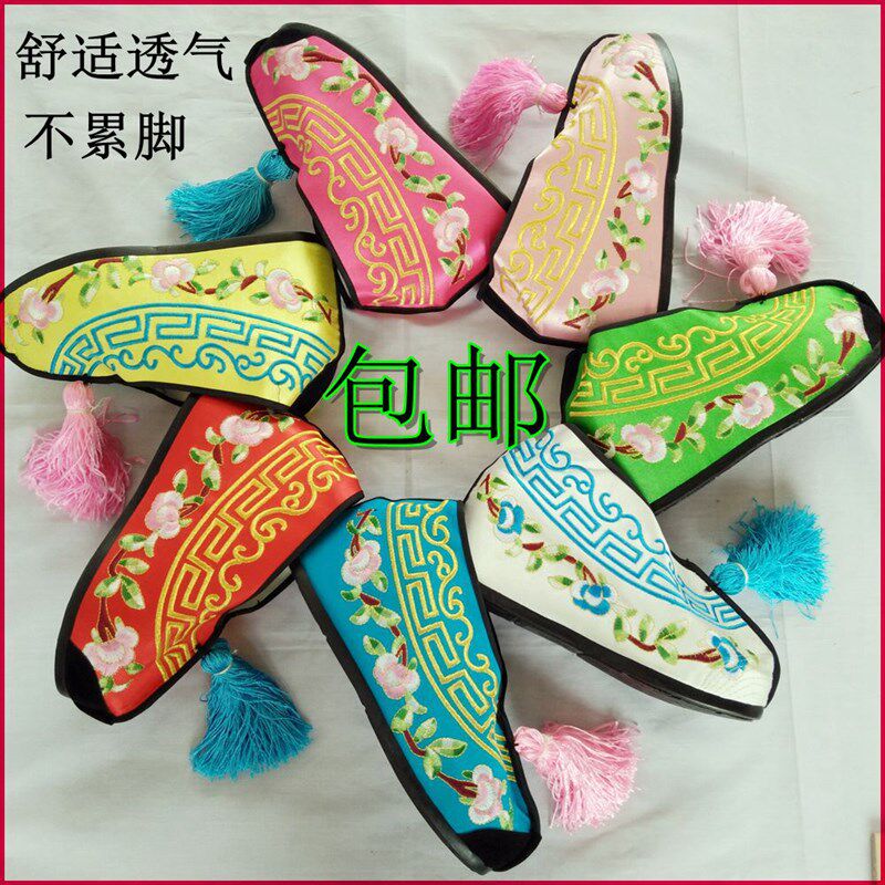 戏鞋花旦鞋彩鞋内增高绣花鞋女戏剧用品彩鞋古装小姐鞋戏曲彩鞋包