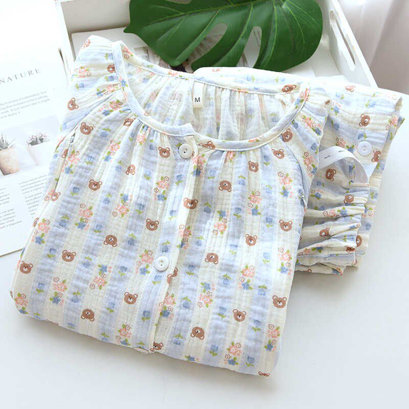 月子服夏季薄款纯棉纱布产后哺乳衣大码孕妇睡衣夏款家居服套装