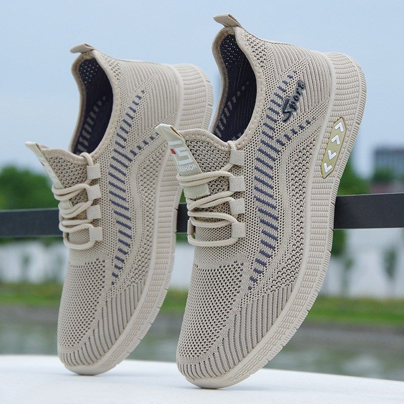 网鞋男款夏季透气一脚蹬轻便防滑软底薄款防臭百搭网W面运动休闲