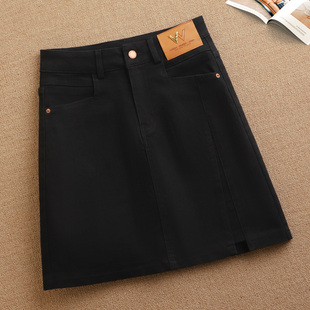 黑色牛仔半身裙女春夏短裙2025年新款春秋高腰包臀裙A字裙显瘦裙