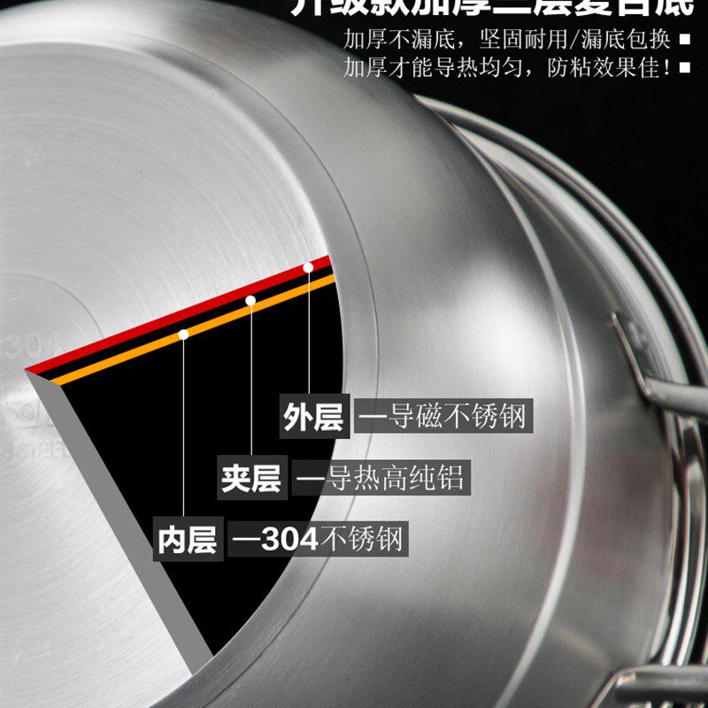 加厚特厚蒸锅家用304不锈钢二层三层2830J32cm网红不粘汤锅带蒸笼