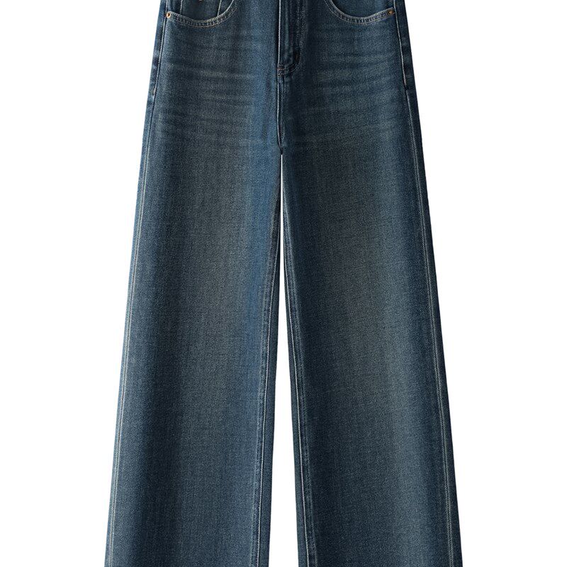 深色窄版直筒牛仔裤女2025新款秋季爆款小个子九分宽松阔腿裤春秋