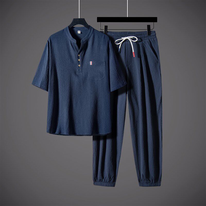 【一套】免除搭配烦恼!2025夏D季新款休闲服男款中年套装中国风
