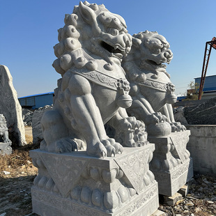 厂家定制 大型石狮子石雕汉白玉大理石青石多种石材雕塑制作