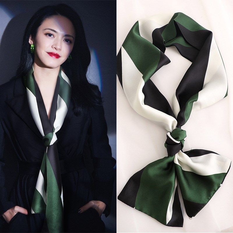 小长条丝巾女春秋l款洋气时尚显白百搭搭配衬衫领巾绑包围巾爆款