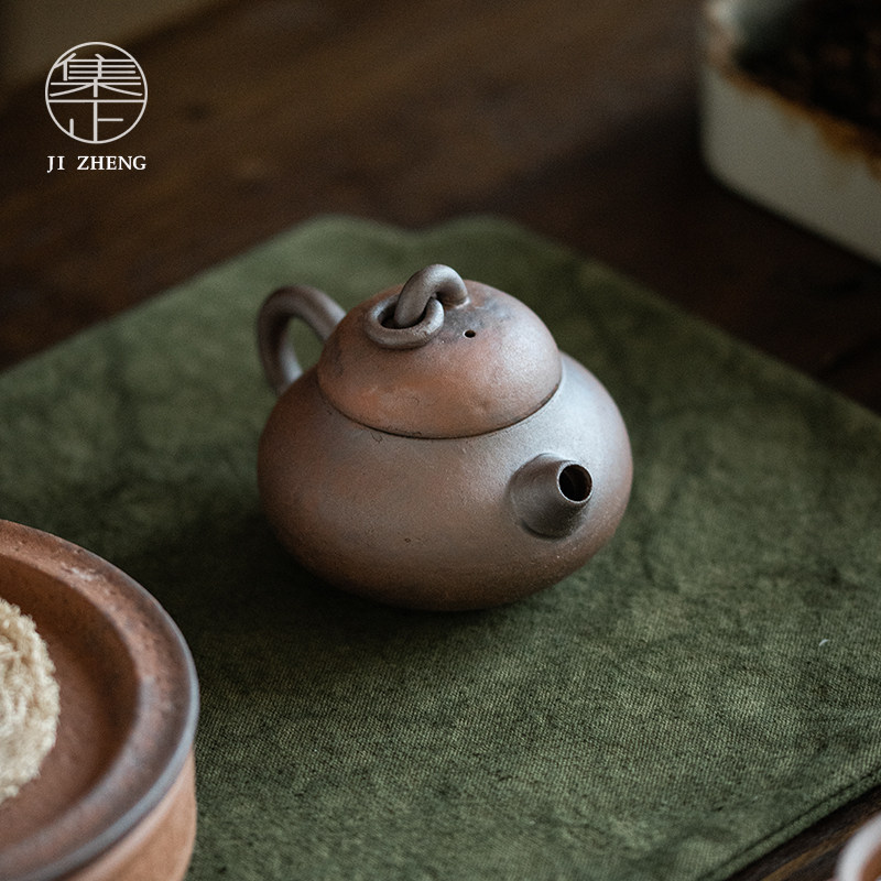 集正 粗陶无釉茶壶单壶 功夫茶具泡G茶壶小梨形壶家用陶瓷泡茶器