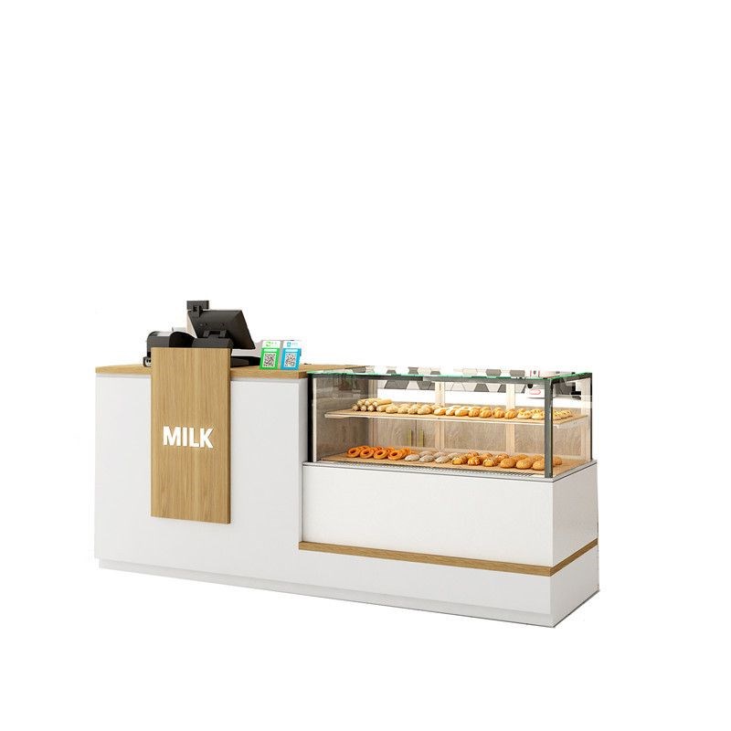 现代简约奶茶店咖啡厅吧台甜品蛋糕店收银台转角前台桌接待台定制