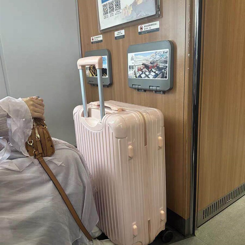 粉色行李a箱20寸女生高颜值铝框拉杆箱结实耐用加厚大容量可坐大