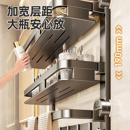 吸盘置物架卫生间浴室洗澡间厕所免打孔壁挂墙上加高收纳架挂架子