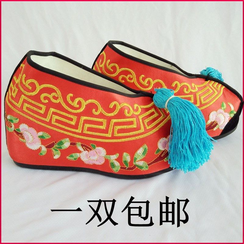 戏鞋花旦鞋彩鞋内增高绣花鞋女戏剧用品彩鞋古装小姐鞋戏曲彩鞋包