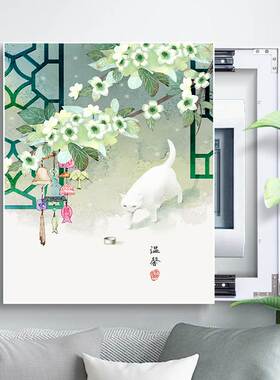 竖版电表箱装饰画竖款免打孔w客厅沙发配电箱遮挡电闸壁画玄关挂