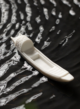 陶瓷小船摆件古代渔船p微景观造景摆设桌面假山流水鱼缸盆景装饰