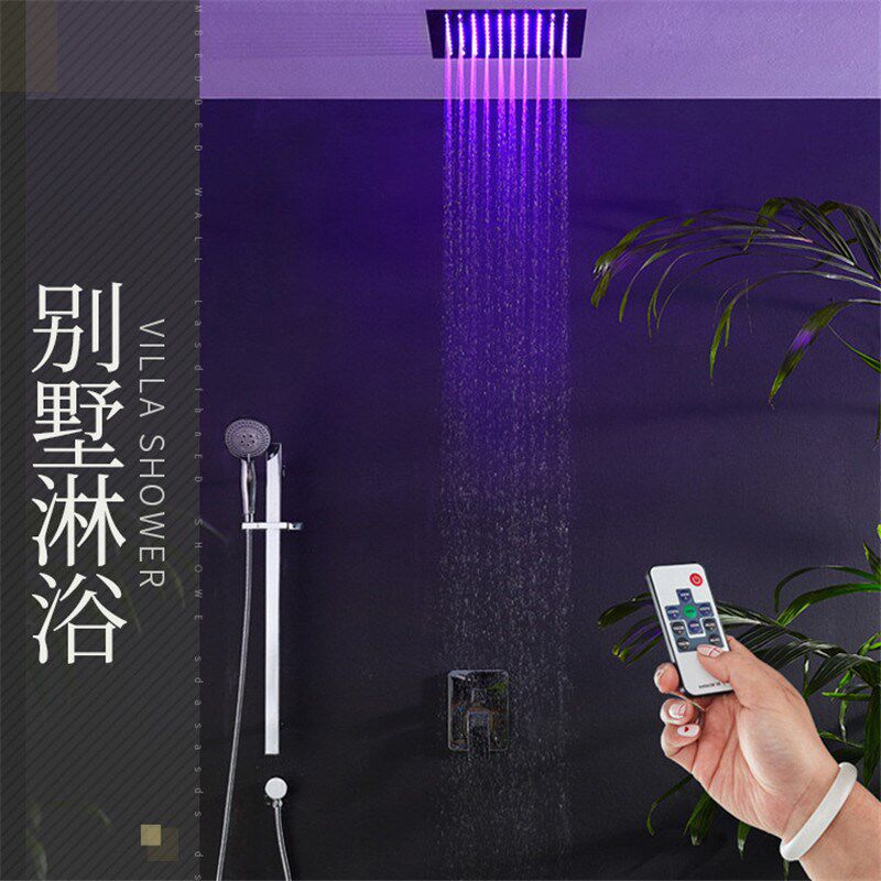 贝西暗装花洒龙头LED温控变色顶喷智能淋浴别墅套装情调淋雨墙体