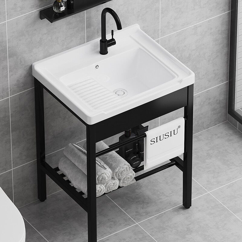 阳台洗衣池c不锈钢支架落地带搓衣板一体洗衣槽洗手盆洗衣台洗衣