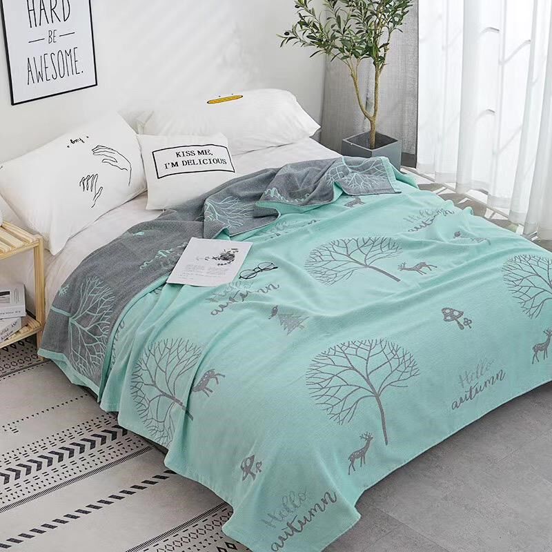 双层纱布毛巾被夏季薄款全棉夏被D空调被夏凉被毛巾毯被子盖毯