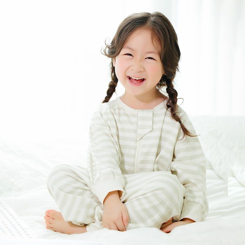 A类婴儿b分腿睡袋 无骨缝制彩棉100%纯棉薄款夏季空调房儿童防踢