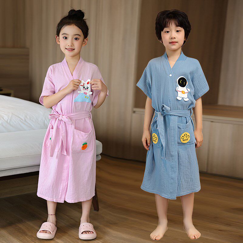 浴巾儿童专用大童斗篷浴袍可穿浴裙男童女孩洗澡吸水纯棉纱布浴衣
