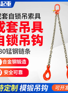 双钩起重链条自锁安全钩模具双链保险吊钩2吨3吨行车吊车组合吊具