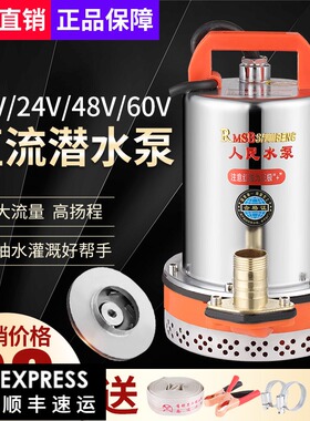 上海人民12V24V48V60V72V 直流潜水泵抽水机家用农用电动车高扬程