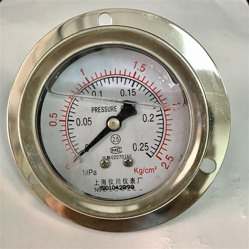 轴向带边耐震压力表 YN-60ZT 60mm 螺纹M14*1.5  0.25-2.5-25MPA