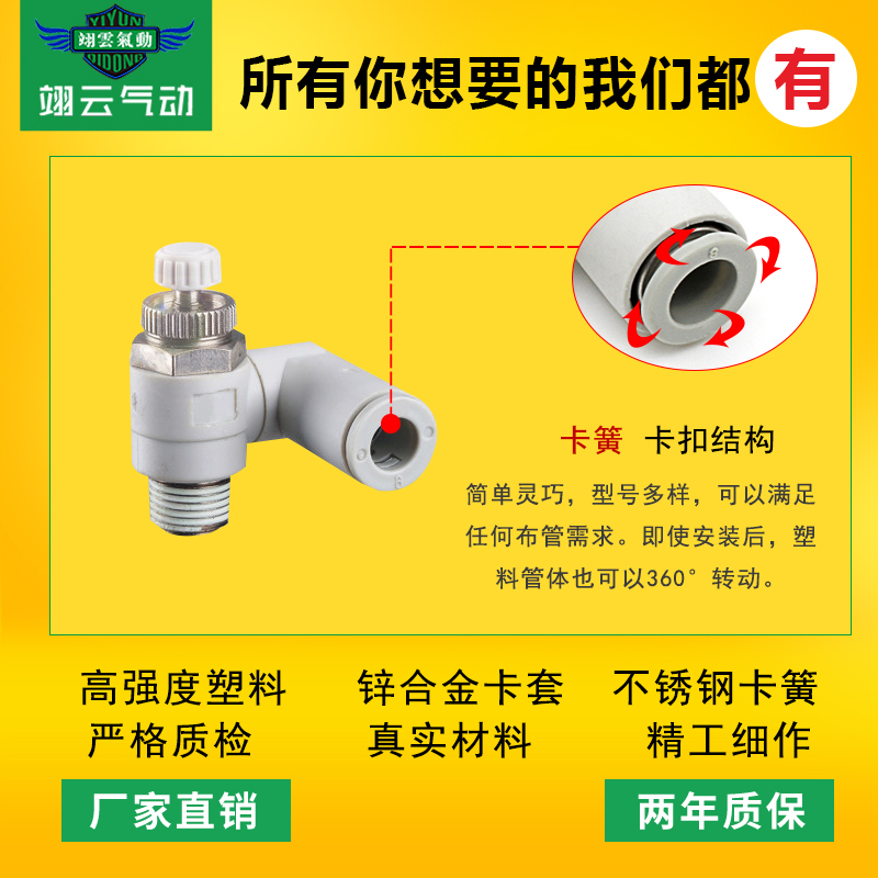 SMC调速阀节流阀接头AS3301F-03-06S/08S/10S AS4301F-04-10S/12S