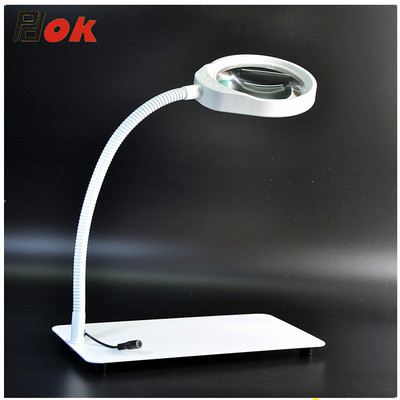 品质多功能大底座长臂台式放大镜带LED灯032C阅读焊接维修流