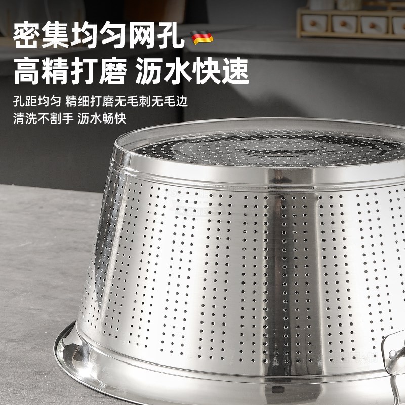 不锈钢淘米篮商用食堂洗米桶沥水篮菜篓篮筐小孔大孔过.滤漏桶漏