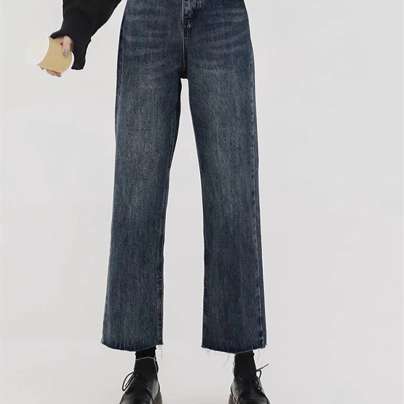 2024年九分款大码女装牛仔胖妹妹mm梨形身材裤子女显瘦休闲直筒裤