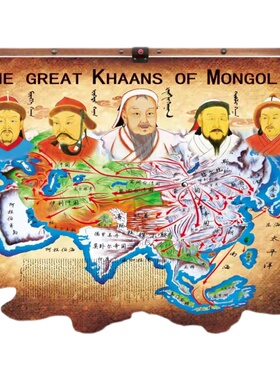 内蒙古皮画成吉思汗民族特色装饰壁F画蒙古族餐厅客厅卧室玄关挂