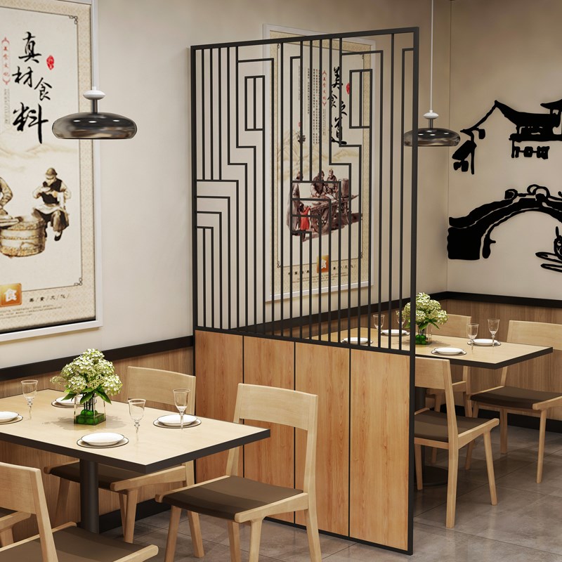 餐厅隔断围栏装h饰绿植花架卡座矮半截酒吧包间火锅店饭店铁艺护