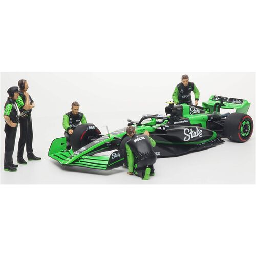 沙沙汽车模型 1:43 1q:18 索伯C44 F1车队人偶套装包5人组场景模