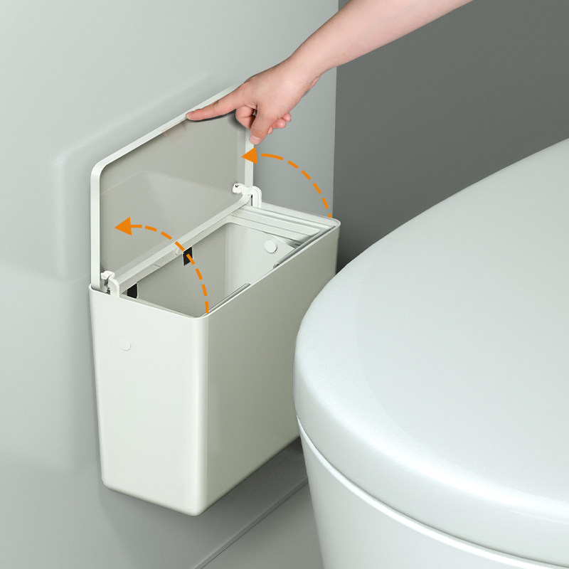 卫生间壁挂垃圾桶挂墙q柜门窄缝家用免打孔带盖小号厕所收纳筒新