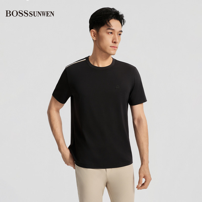 BOSSSUNWEN男士黑色短袖T恤图片