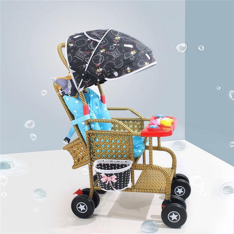 竹编婴儿推车f藤编推车夏季藤椅藤编轻便竹藤宝宝可坐可躺藤条