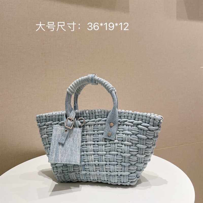 包包女2025新品韩国网红帆布牛仔镂空编织包手提单肩斜挎包篮子包