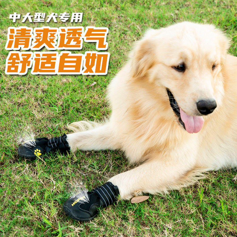 大狗鞋防水防滑耐磨透p气款狗鞋子金毛拉布拉多犬斗牛防掉宠物鞋