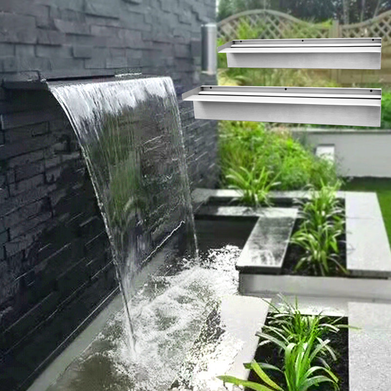 欧式不锈钢瀑f布造景出水口庭院水景瀑布造景器流水墙水帘人造水