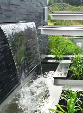 欧式不锈钢瀑f布造景出水口庭院水景瀑布造景器流水墙水帘人造水